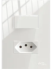 {produtos-mectronic::Conjunto 1 Interruptor Paralelo + 1 Tomada 2P+T 10A/250Vca Engate Soft com placa ON Branca}