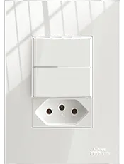 Conjunto 2 Interruptores Simples Soft + 1 Tomada 2P+T 10A/250Vca com placa ON Branco
