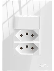 {produtos-mectronic::Conjunto 1 Interruptor Simples Soft + 2 Tomadas 2P+T 10A/250Vca com placa ON Branca}