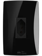 Conjunto 1 Tomada 2P+T 10A/250Vca Engate Convencional com placa Vertical Petra Black