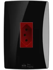 Conjunto 1 Tomada 2P+T Vermelho 20A, 250Vca Engate Convencional com placa Vertical Petra Black