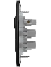 {produtos-mectronic::Conjunto 1 Interruptor Paralelo Soft + 2 Tomadas 2P+T 10A/250Vca Engate Convencional com placa Petra Black}
