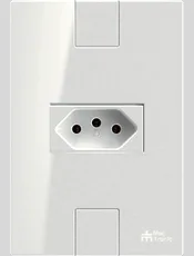 {produtos-mectronic::Conjunto 1 Tomada Convencional 10A/250Vca com placa Horizontal Linha Click Branca}