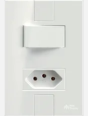 {produtos-mectronic::Conjunto 1 Interruptor Simples Soft + 1 Tomada Convencional 20A/250Vca com placa Linha Click Branca}