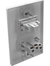 {produtos-mectronic::Conjunto 1 Interruptor Simples Soft + 1 Tomada Convencional 10A/250Vca com placa Linha Click Branca}