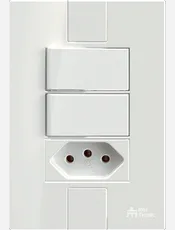 Conjunto 2 Interruptores Paralelo Soft + 1 Tomada Convencional 20A/250Vca com placa Linha Click Branca