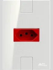 Conjunto 1 Tomada Convencional Vermelha 20A/250Vca com placa Horizontal Linha Click Branca