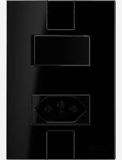 {produtos-mectronic::Conjunto 1 Interruptor Paralelo Soft + 1 Tomada Convencional 10A/250Vca com placa Click Black}