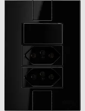 {produtos-mectronic::Conjunto 1 Interruptor Paralelo Soft + 2 Tomadas Convencional 20A/250Vca com placa Click Black}