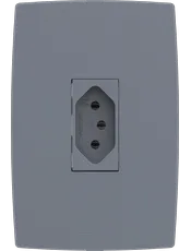 {produtos-mectronic::Conjunto 1 Tomada 2P+T 20A/250Vca com placa Vertical Mec-Plus Cinza}
