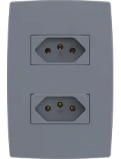 Conjunto 2 Tomadas 2P+T 20A/250Vca com placa Mec-Plus Cinza