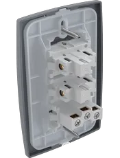 {produtos-mectronic::Conjunto 2 Interruptores Paralelo Soft + 1 Tomada 2P+T 20A/250Vca com placa Mec-Plus Cinza}