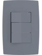 {produtos-mectronic::Conjunto 2 Interruptores Paralelos + 1 Simples Soft 10A/250Vca com placa Mec-Plus Cinza}