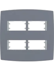 Placa 4X4 para 4 Módulos Distanciados Mec-Plus Cinza