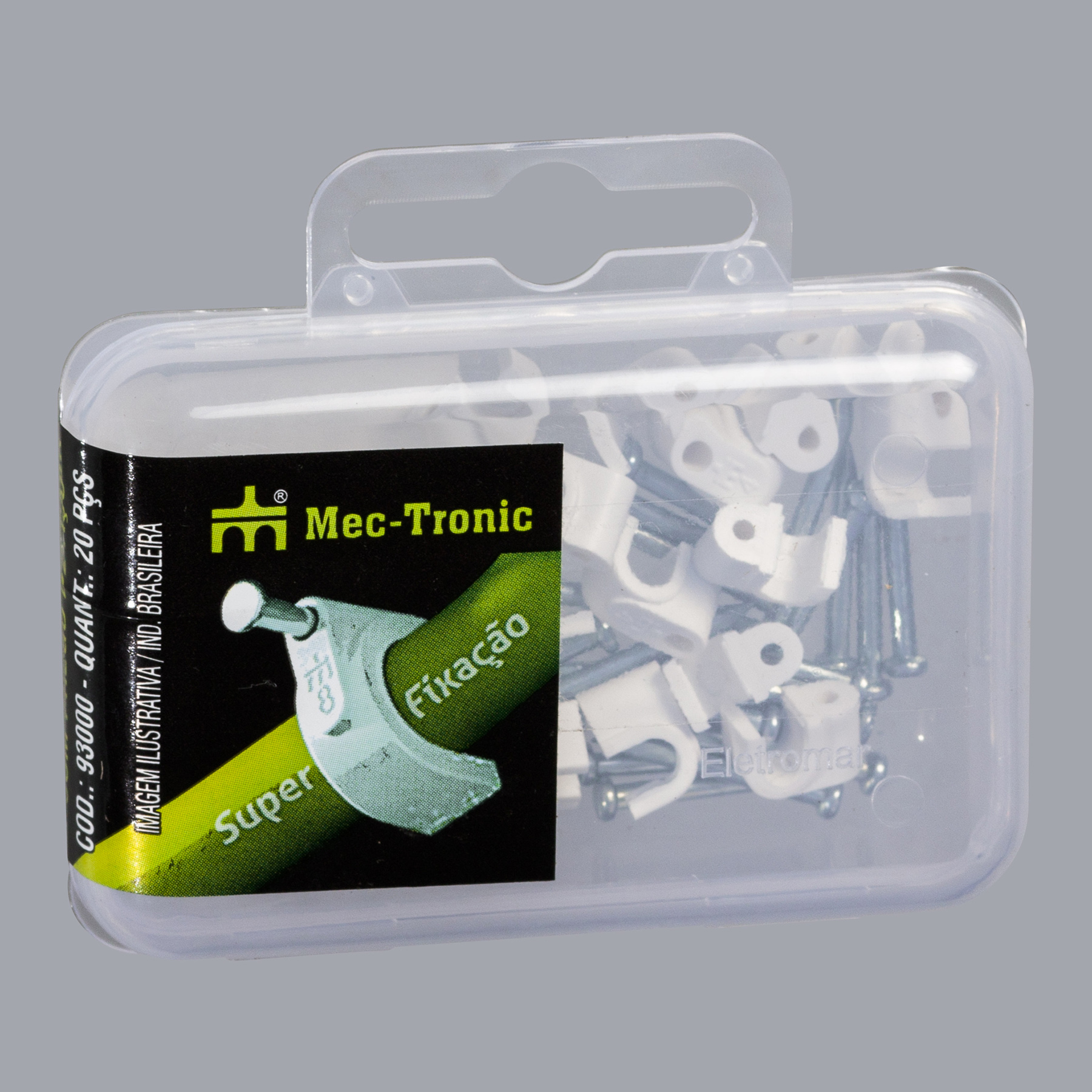 {produtos-mectronic::Fixador para cabo coaxial BRANCO 4 mm com prego de aço}