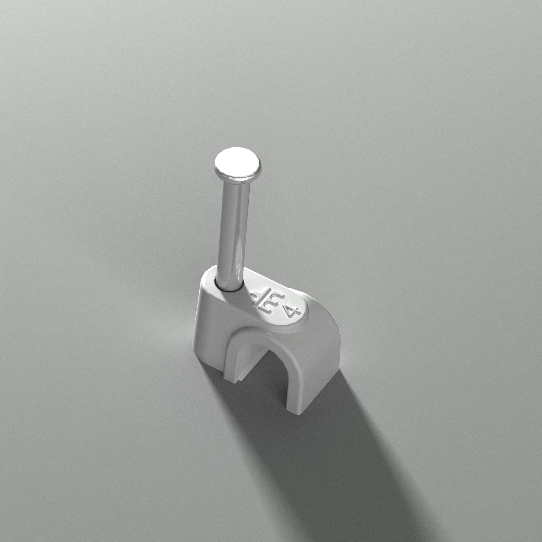 {produtos-mectronic::Fixador para cabo coaxial BRANCO 4 mm com prego de aço}