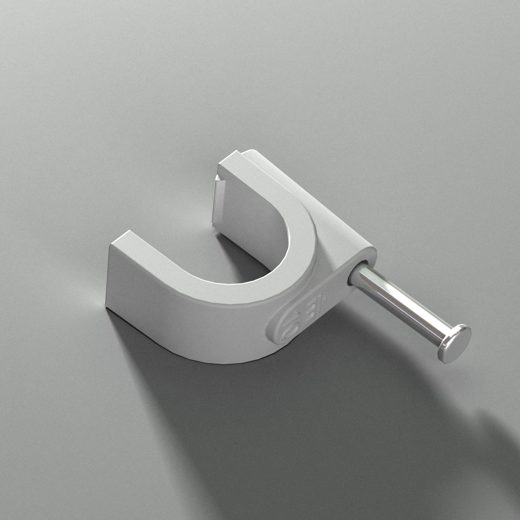 {produtos-mectronic::Fixador para cabo coaxial BRANCO 10 mm com prego de aço}