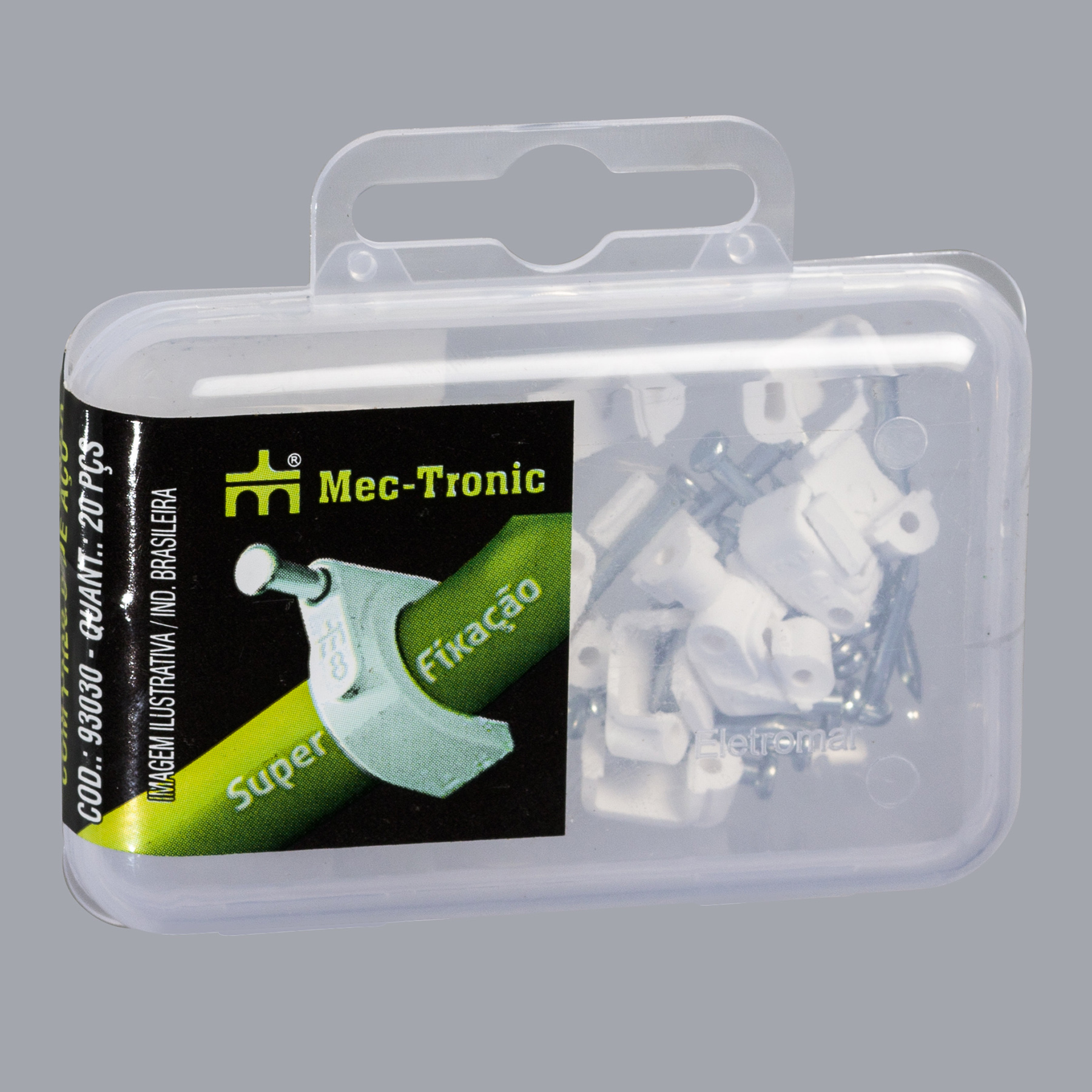 Fixador para cabo paralelo BRANCO 1,5-2,5 mm² com prego de aço