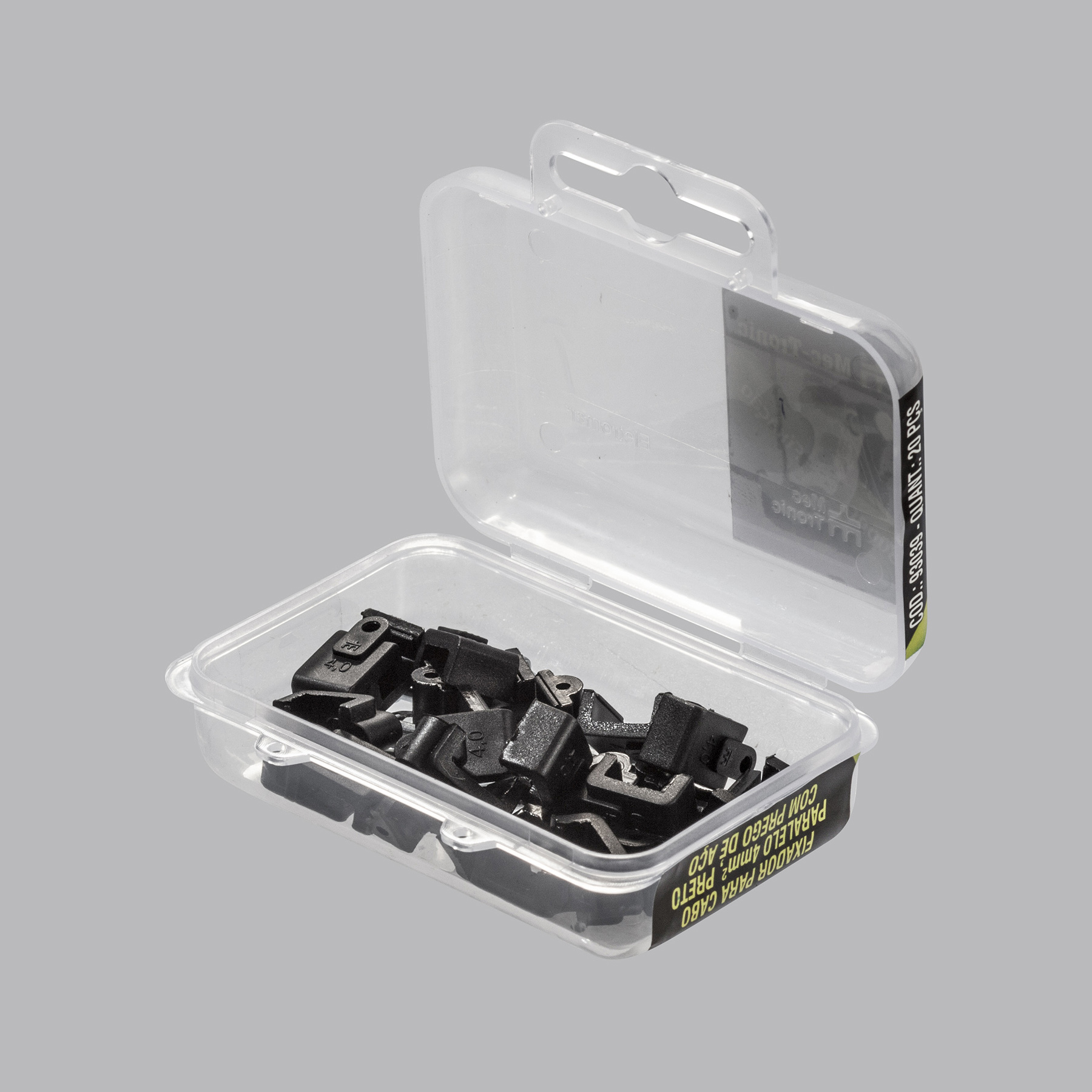Fixador para cabo paralelo PRETO 4,0 mm² com prego de aço